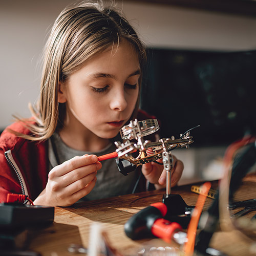 Photo of student working on project