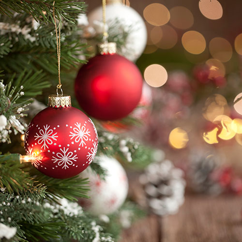 Christmas onaments and tree lights