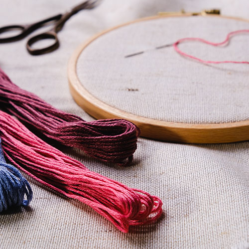 embroidery floss and tools