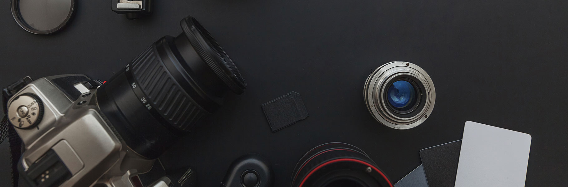 digital camera equipment arranged on table