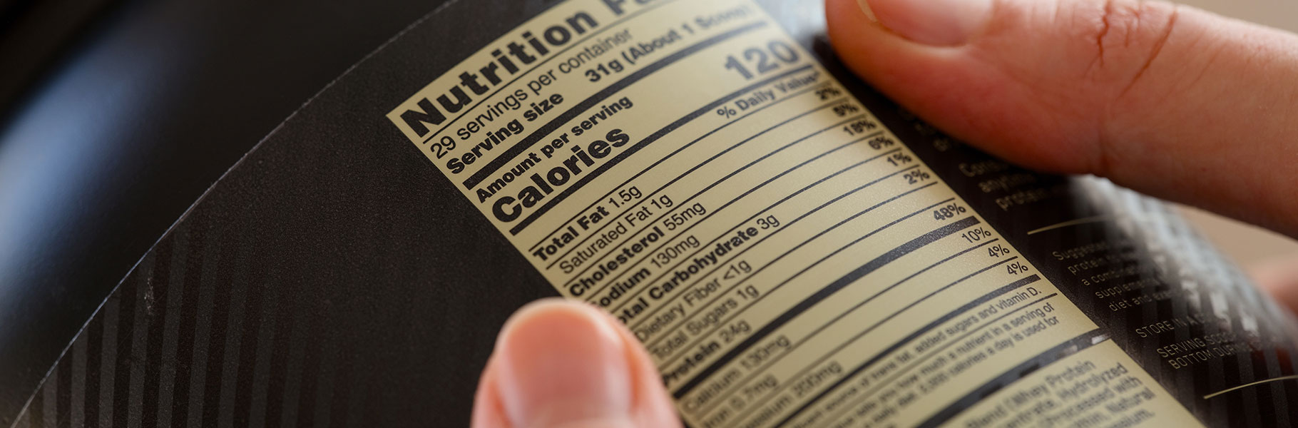 Nutrition label closeup