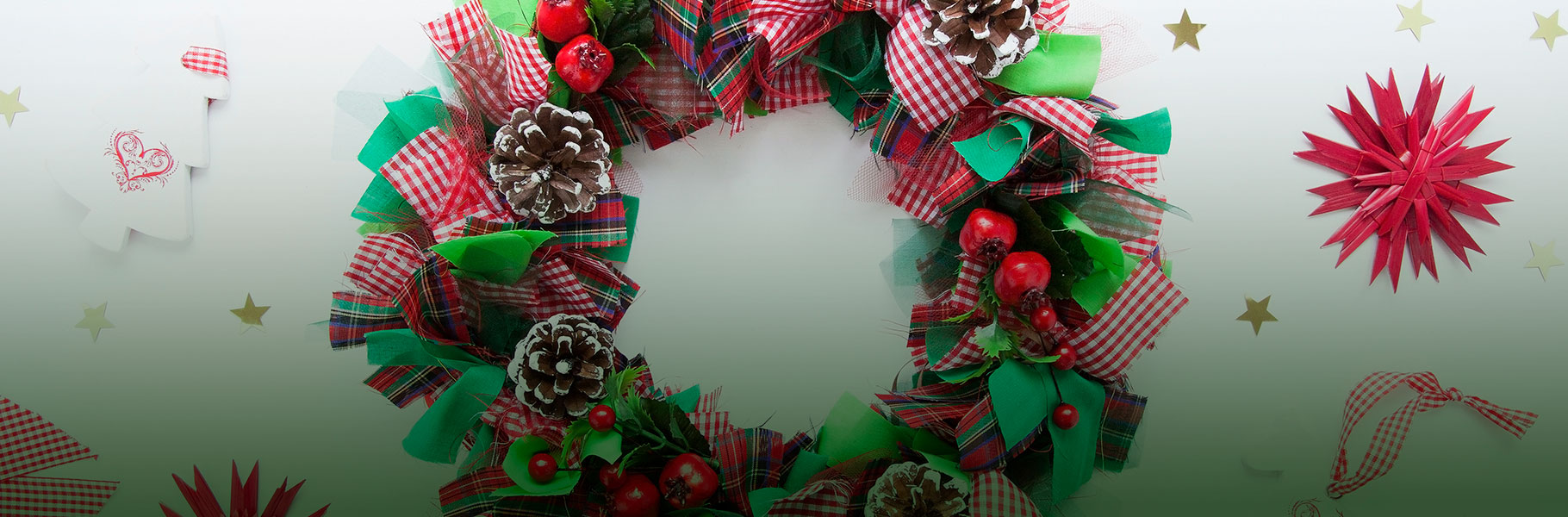 Holiday wreath made from ribbon