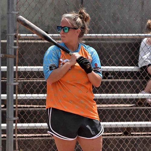 Jori playing softball