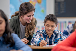 Student learning to teach
