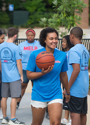 Students walking across campus