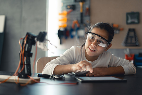 Girl working with ipad