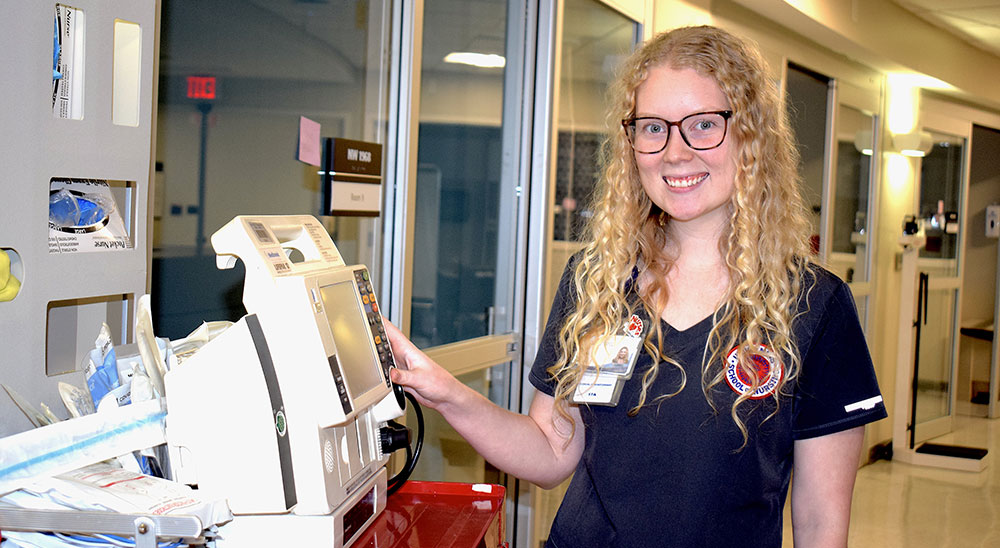 Kaylee Hillhouse on the job with crashcart