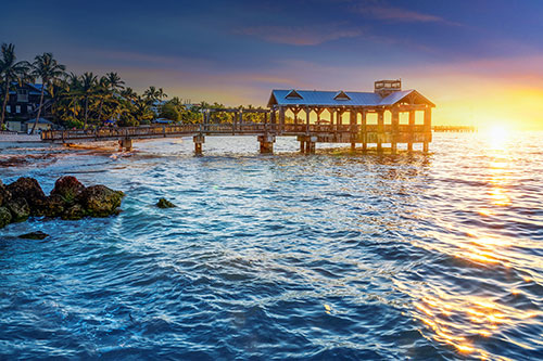 Pier at the beach in Key West, Florida USA