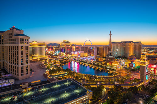 View of Las vegas at dusk