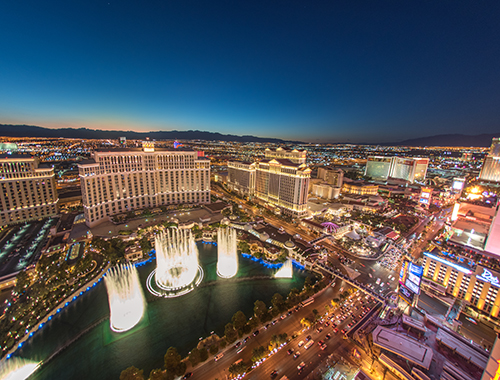 Wide Angle shot of the Las Vegas Strip at Sunset
