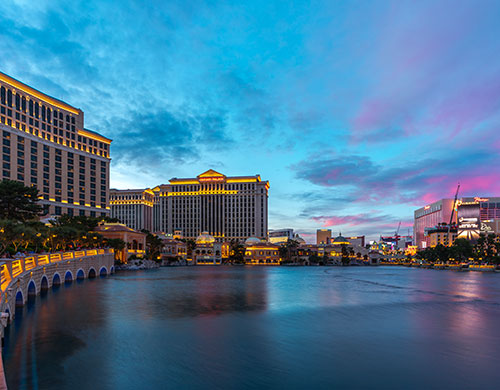 Panorama photo for Cityscape of las vegas city with eiffel statues in paris area, Las Vegas, Nevada,