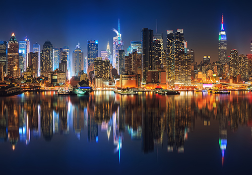 Panoramic view on Manhattan at night, New York, USA