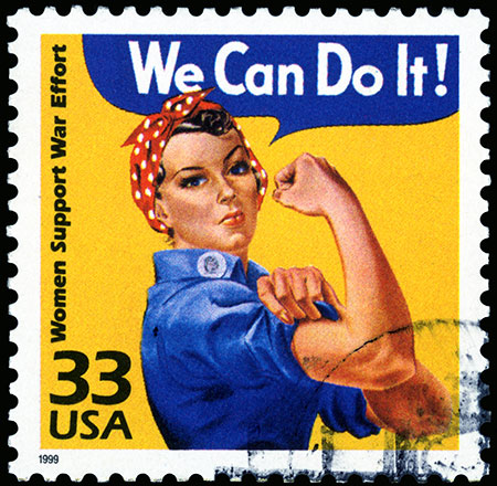 USA Postage Stamp: Women Support War Effort - We Can Do It!
