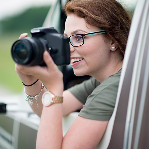 student taking photographs